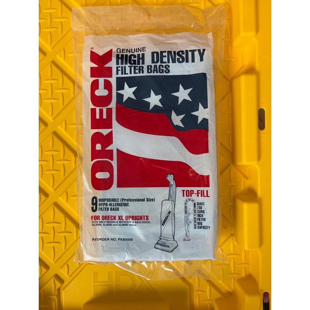 Genuine Oreck PK80009 High Density Filter Bags for XL Uprights Top Fill 9 in Pkg